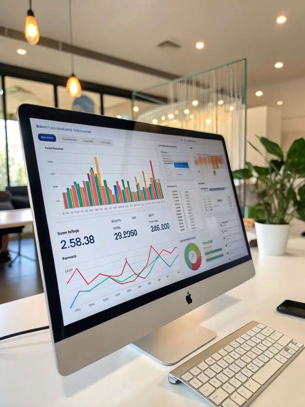 A digital dashboard on a laptop displaying automated workflow charts and real-time analytics, representing advanced business process automation.